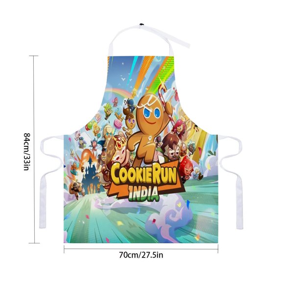 Cookie Run apron made of waterproof material with pockets, suitable for adults, adjustable kitchen apron for cooking, drawing, and craftingfor 33" x 28"70X84cm).