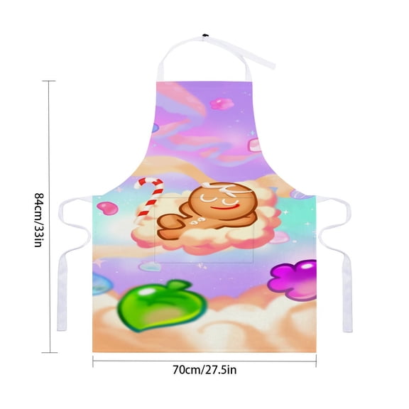 Cookie Run apron with pockets, waterproof for adults, kitchen cooking apron, adjustable chef apron for cooking, drawing, and craftingfor 33" x 28"70X84cm).