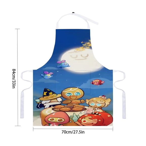 Cookie Run apron with pockets and waterproof design, adjustable for adults as a kitchen cooking apron, chef apron for drawing and craftingfor 33" x 28"70X84cm).