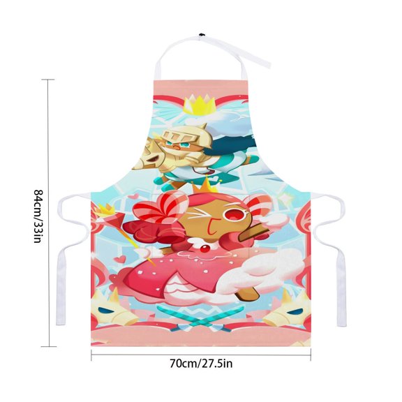 Cookie Run apron with pockets and waterproof features, adjustable for adults in kitchen cooking, suitable for artistic drawing and craftingfor 33" x 28"70X84cm).