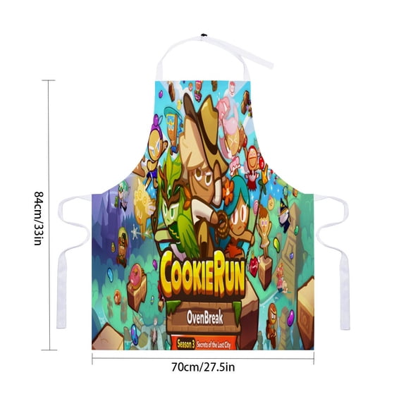 Cookie Run apron with pockets and waterproof features, adjustable for adult kitchen cooking, perfect for drawing and craftsfor 33" x 28"70X84cm).
