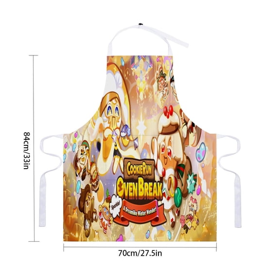 Cookie Run apron with pockets and waterproof features, adjustable for adult kitchen cooking, perfect for drawing and craftsfor 33" x 28"70X84cm).