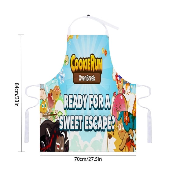 Cookie Run apron with pockets and waterproof features, adjustable for adult kitchen cooking, perfect for drawing and craftsfor 33" x 28"70X84cm).