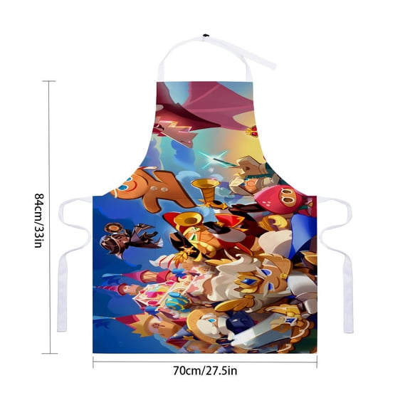 Cookie Run apron with pockets, waterproof apron for adults, adjustable chef apron suitable for cooking, drawing, and craftingfor 33" x 28"70X84cm).