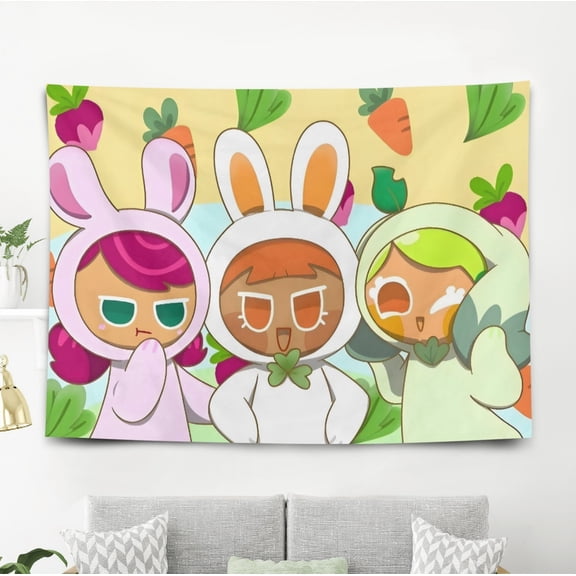 Cookie Run pattern wall hanging 50*60 inches high-quality peach skin velvet material classic and charming