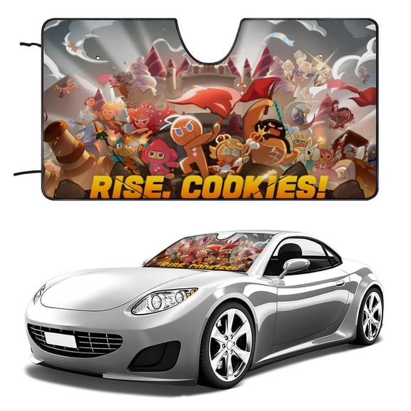 Cookie Run-theme Windshield Sun Shade Front Protector Folding Car Sun Visor Blocks Uv Rays Keeps Your Vehicle Cool52in*28in(130cm*70cm)