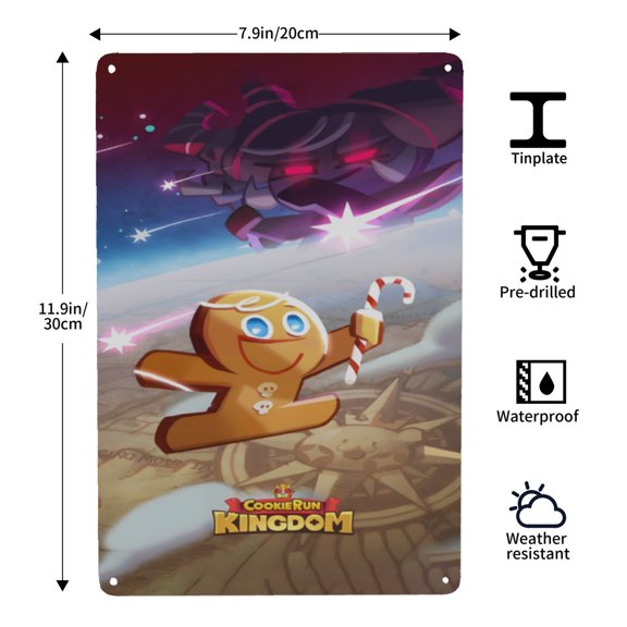 Cookie Run-themed Tin Painting tin canvas, 812 in (2030 cm), HD printing, a 2026 upgraded edition that brings style and energy.