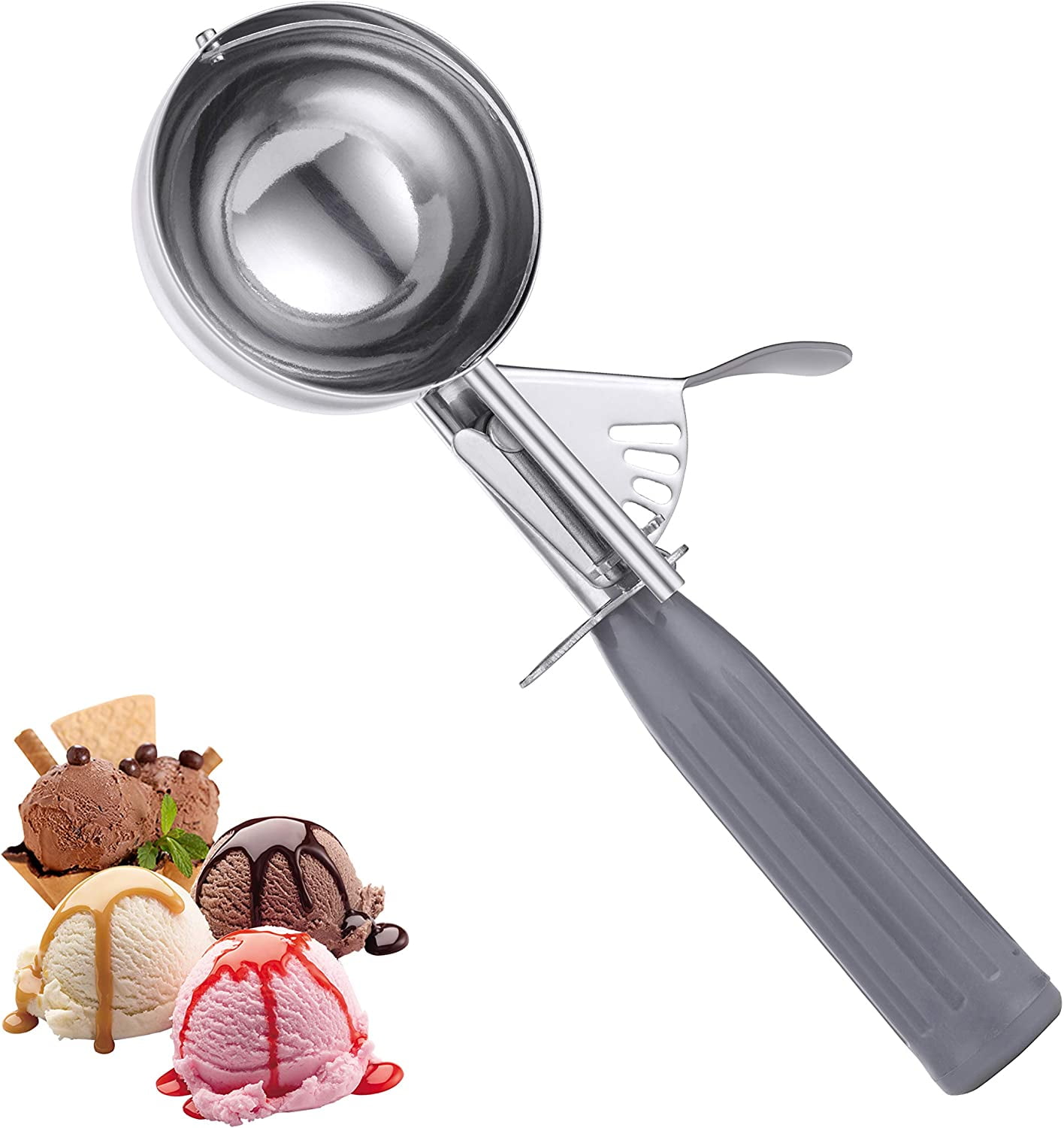 Comfy Grip 4 oz Stainless Steel #8 Ice Cream Scoop - with Gray Handle - 1  count box