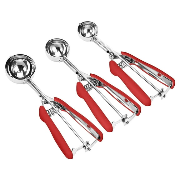 Cookie Scoop Set, 3Pcs Ice Cream Scoop, Cookie Scoops for Baking Set of 3, 18/8 Stainless Steel Cookie Scooper for Baking, Ice Cream Scooper with Trigger Release, Cookie Dough Scoop with Non-slip Grip