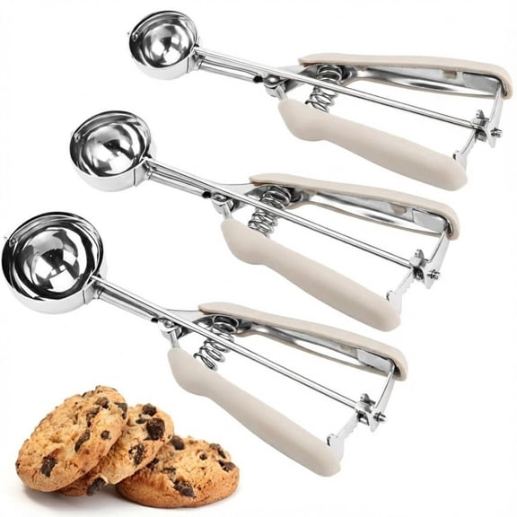 Cookie Scoop Set, 3Pcs Ice Cream Scoop, Cookie Scoops for Baking Set of 3, 18/8 Stainless Steel Cookie Scooper for Baking,