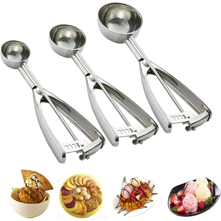 Cookie Scoop Set, Include 1 Tablespoon/ 2 Tablespoon/ 3 Tablespoon, Cookie  Dough Scoop, Cookie Scoops For Baking Set Of 3, 18/8 Stainless Steel, Soft
