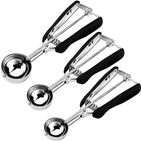 Cookie Scoop Set, Include 1 Tbsp/2 Tbsp/3 Tbsp, Cookie Scoops for Baking Set of 3, Cookie Dough Scoop, 18/8 Stainless Steel, Good Grip, Non-Slip, for Cookie Cupcake Muffin Ice Cream waffle