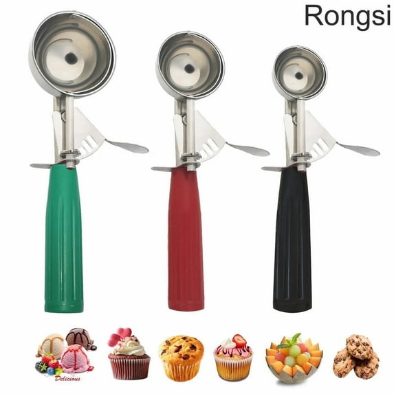Rongsi  Ice Cream Scoop Set, Trigger Handle, Stainless Steel and ABS