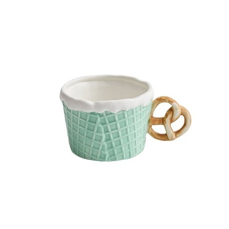 Cookie Shaped Ceramic Coffee Mug - Delicate Breakfast Cereal Cup with Dessert Plate for Afternoon Tea at Home
