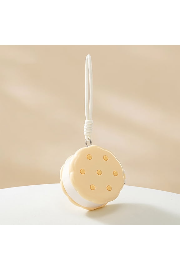 Cookie Shaped Double Layer Small Storage Case, Portable Hanging Mini Organizer Box for Earrings, Rings, Hair Accessories & Tiny Daily Sundries Yellow