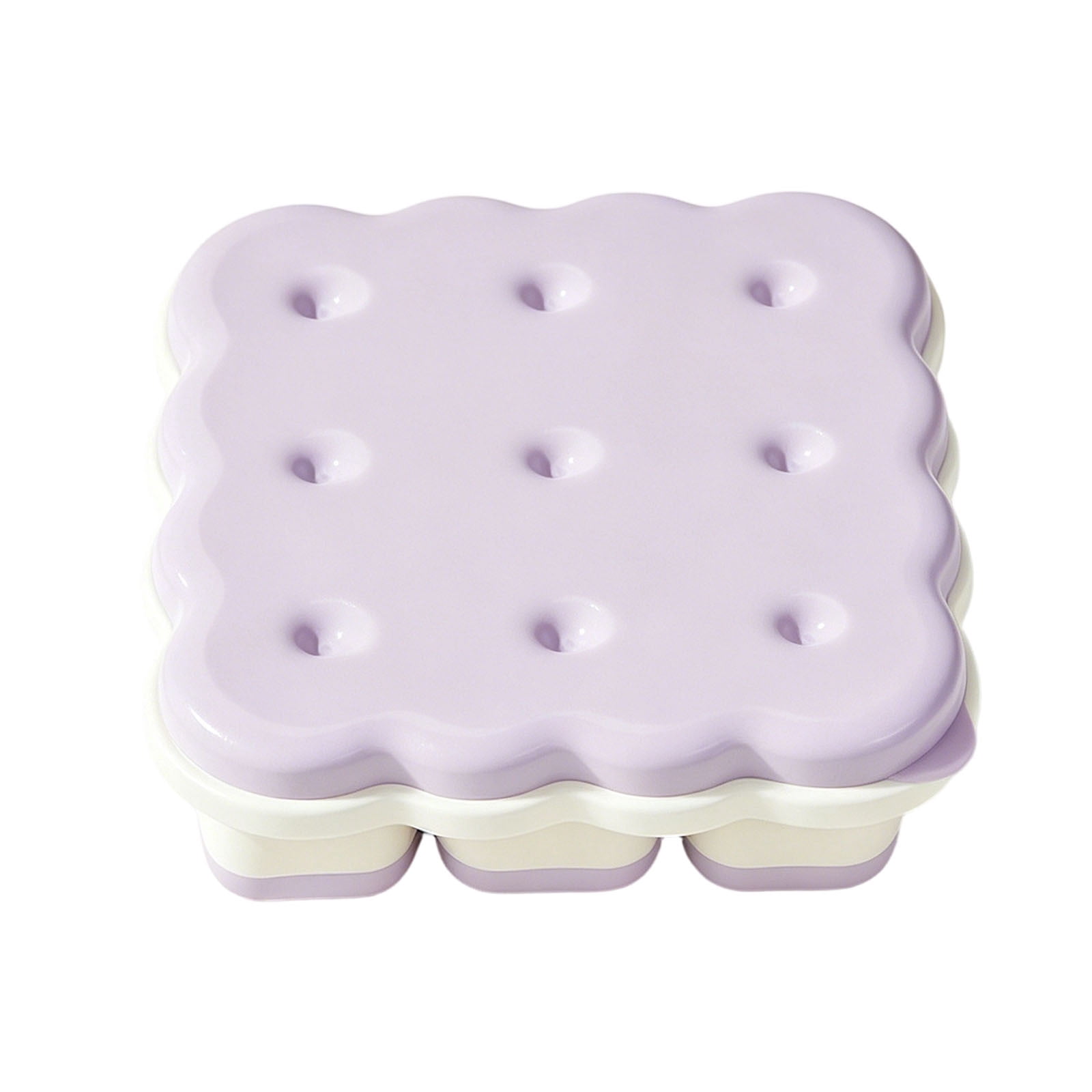 Cookie-Shaped Silicone Ice Cube Tray, 9-Grid Ice Cube Mold with Lid ...