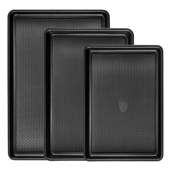 Cookie Sheet Of 3 Speckled Baking Sheet With Square Texture Pattern Steel Heavy Nonstick Sheet Pan For Oven Bakeware Holder Rack Kitchen 9x9 Baking Pan Bakeware for Air Fryer Ceramic Bakeware Small