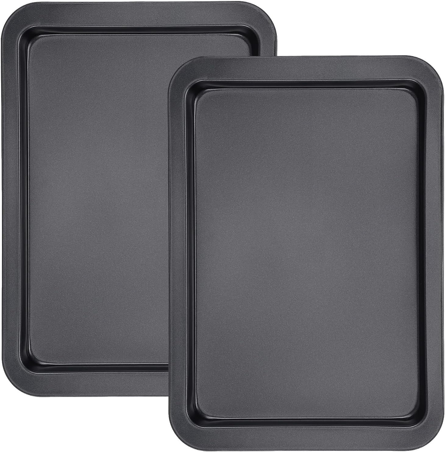 Cookie Sheets for Baking, 2 Pack 13x9 Inch Black Baking Pans Tray, Nonstick Carbon Steel Cookie Pan Sheet for Oven Roll Cake Brownie, Cooking, Roasting, Serving