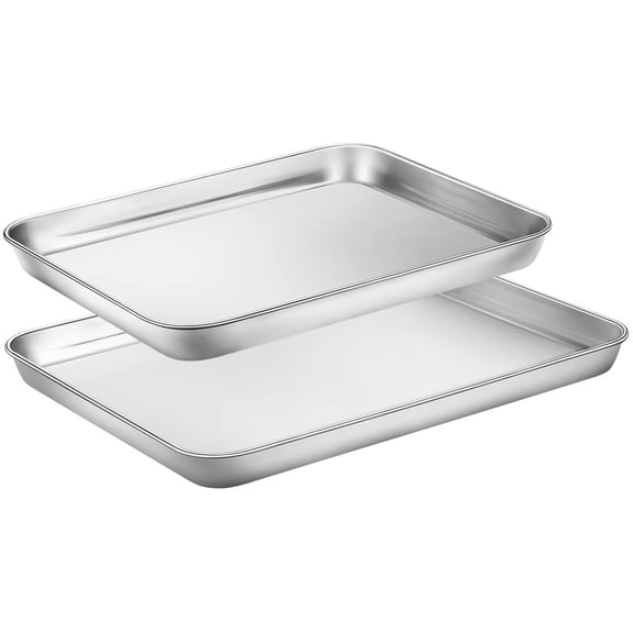 Cookie Sheets for Baking, Stainless Steel Baking Sheet Cookie Sheet, 10/12 Inch Toaster Oven Pans Set of 2, Dishwasher Safe & Mirror Finish & Rust Resistant