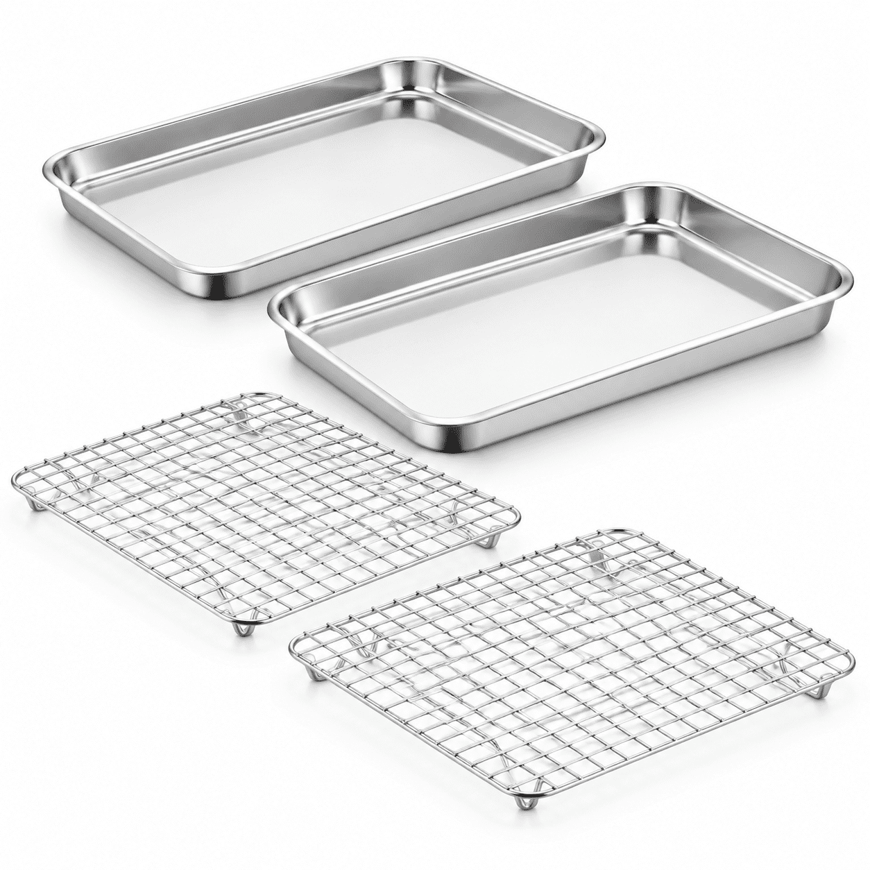 Cookie Sheets with Cooling Racks, 2 Pans + 2 Racks, 9x7x1 Inch ...