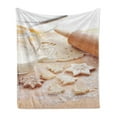 thumbnail image 1 of Cookie Soft Flannel Fleece Throw Blanket, Baking Ingredients Scattered in Flour Gingerbread Milk in a Jar Christmas Vibes, Cozy Plush for Indoor and Outdoor Use, 50" x 70", Multicolor, by Ambesonne, 1 of 5