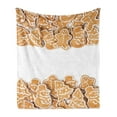 thumbnail image 1 of Cookie Soft Flannel Fleece Throw Blanket, Different Forms of Cuts with Icing Outlines Crunchy Aromatic Snacks, Cozy Plush for Indoor and Outdoor Use, 50" x 70", Sand Brown White, by Ambesonne, 1 of 5