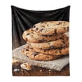 thumbnail image 1 of Cookie Soft Flannel Fleece Throw Blanket, Stacks of Delicious Bites on a Piece of Cloth Wooden Table Close up Photography, Cozy Plush for Indoor and Outdoor Use, 60" x 80", Multicolor, by Ambesonne, 1 of 5