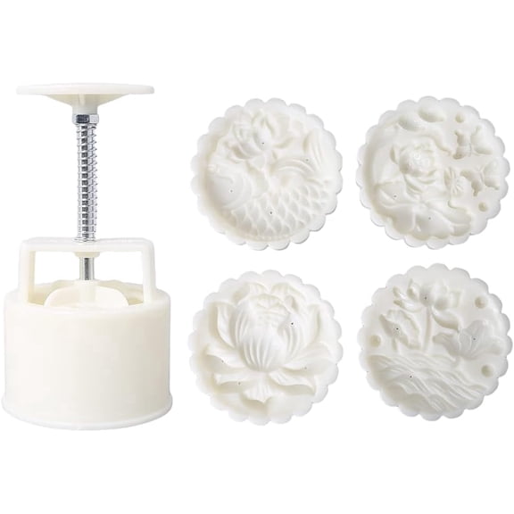 Cookie Stamp, 150g & 200g Hand Press Plunger with 3D Flower & Fish Patterns - Stainless Steel Baking Tool for Cookies, Cakes, Pastries(1 SET)DSF