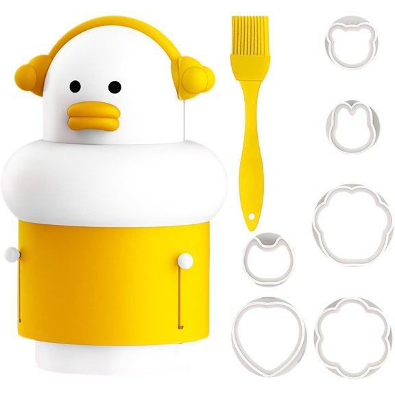 Cookie Stamp Set with 6 Embossing Molds and Food Shaping Press for Dough and Dumplings, Yellow