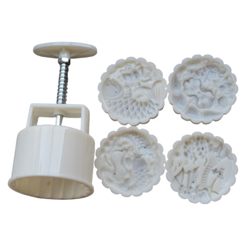 Mooncake Stamp Pattern Cookie Stamps Flower Pattern Mooncake Mold Hand-Pressure Moon Cake ...