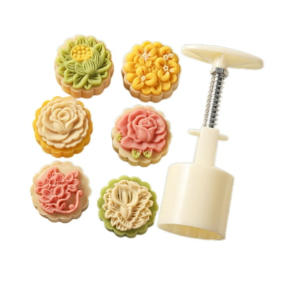 Cookie Stamps Flower Shape Mold Hand-Pressure Cake Maker Pastry Baking Tool for MidAutumn Festival