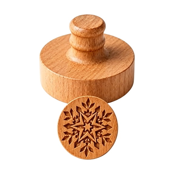 Cookie Stamps for Baking, 3 Pack Wooden Embossing Patterns with Handles, Christmas Kitchen DIY Cookie Decorating Tools