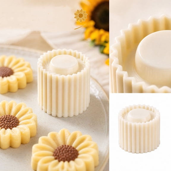 Cookie Stamps for Baking Cookies with Sunflower Pattern Design, 1-Pack, White Plastic, for Home Bakers