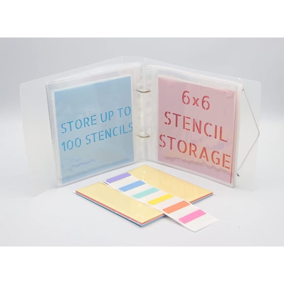 Cookie Stencil Storage Binder, Stamp & Die Cut Storage Binder with 50 Clear Sheet Protectors Holds 6"x6" Size - Clear Binder with D-Rings for Scrapbooking Die-Cuts, Embossing Folders Organizer