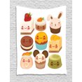 thumbnail image 1 of Cookie Tapestry, Chubby Kawaii Baked Goods with Smileys on Their Faces Cute Desserts Girly Bunny Ears, Wall Hanging for Bedroom Living Room Dorm Decor, 40"W X 60"L, Multicolor, by Ambesonne, 1 of 2