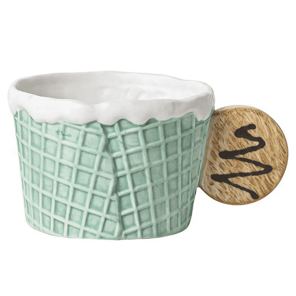 Cookie Water Cup Cute Ceramic Mug,Green,Round Handle