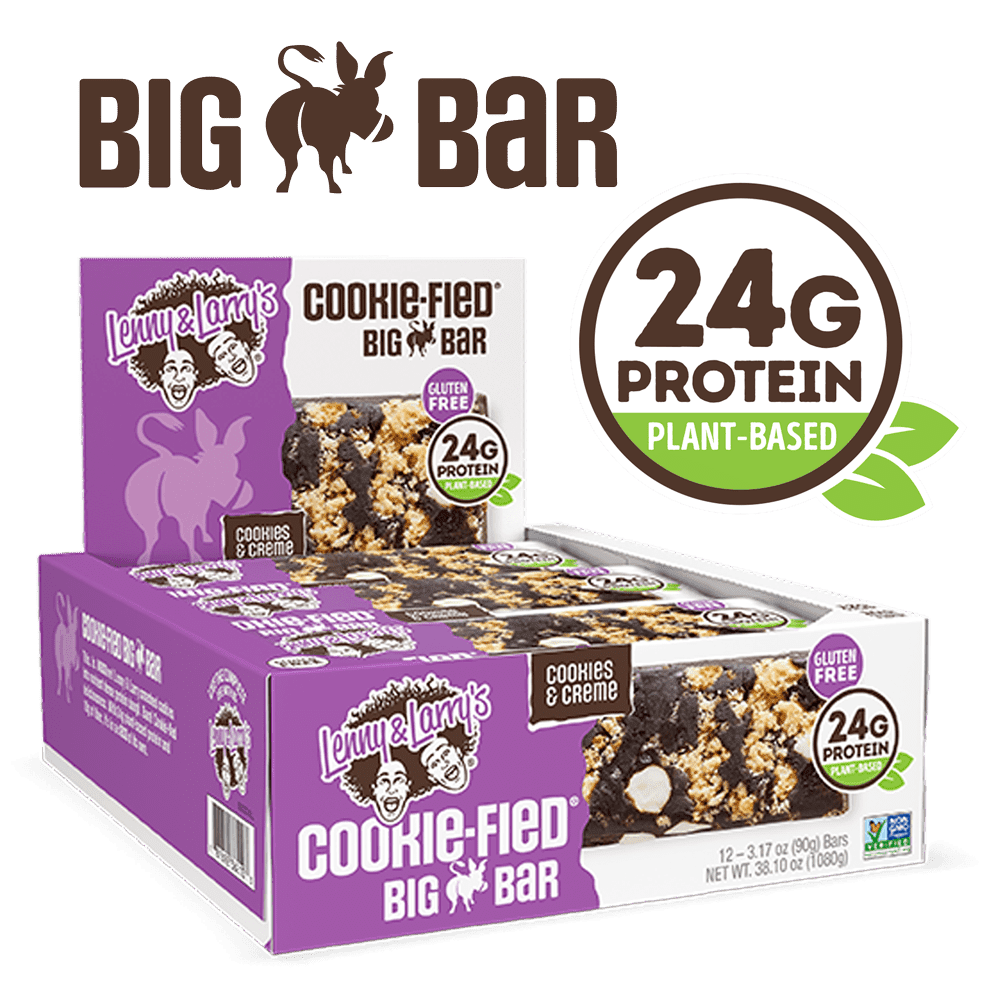 Cookie-fied Big Bar Cookies & Creme, Plant-Based Protein Bar, Gluten-Free, Vegan and Non-GMO, 12 Count