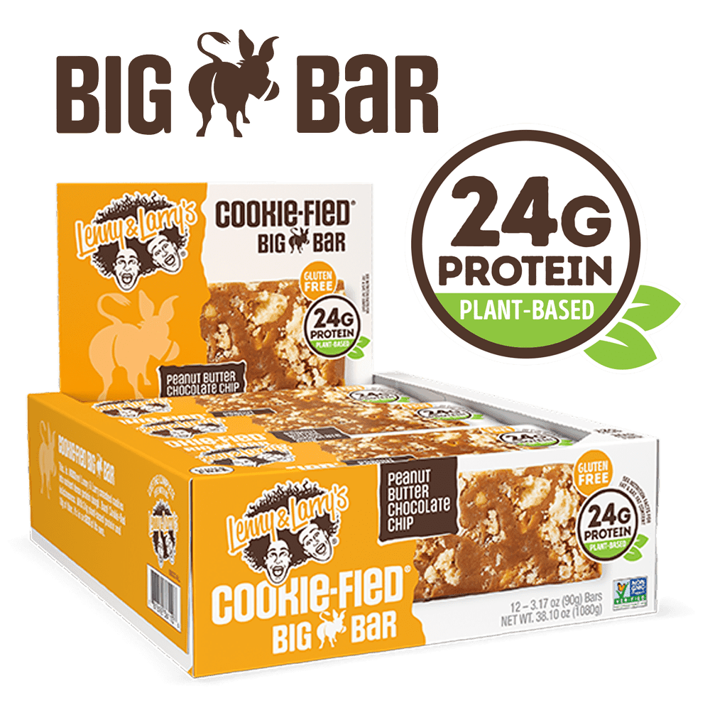 Cookie-fied Big Bar Peanut Butter Chocolate Chip, Plant-Based Protein Bar, Gluten-Free, Vegan and Non-GMO, 12 Count
