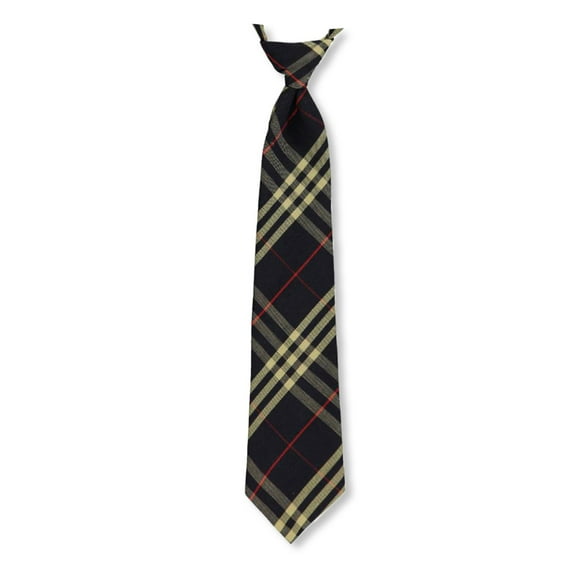Cookie’s Adjustable Banded Necktie with Clip Color: navy/khaki/red *plaid #1c* Size: 14"