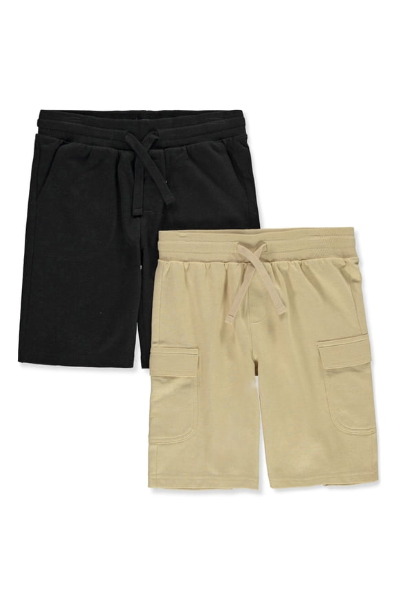 Cookie's Boys' 2-Pack French Terry Cargo Shorts Color: black sand Size: 14 - 16