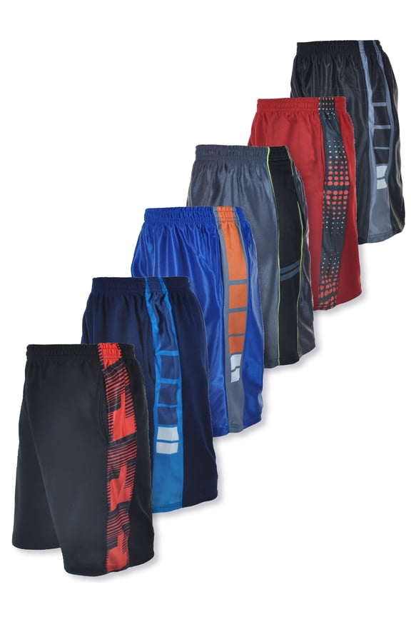 Cookie's Boys' 6-Pack Athletic Shorts With Pockets Color: red/multi Size: 10 - 12