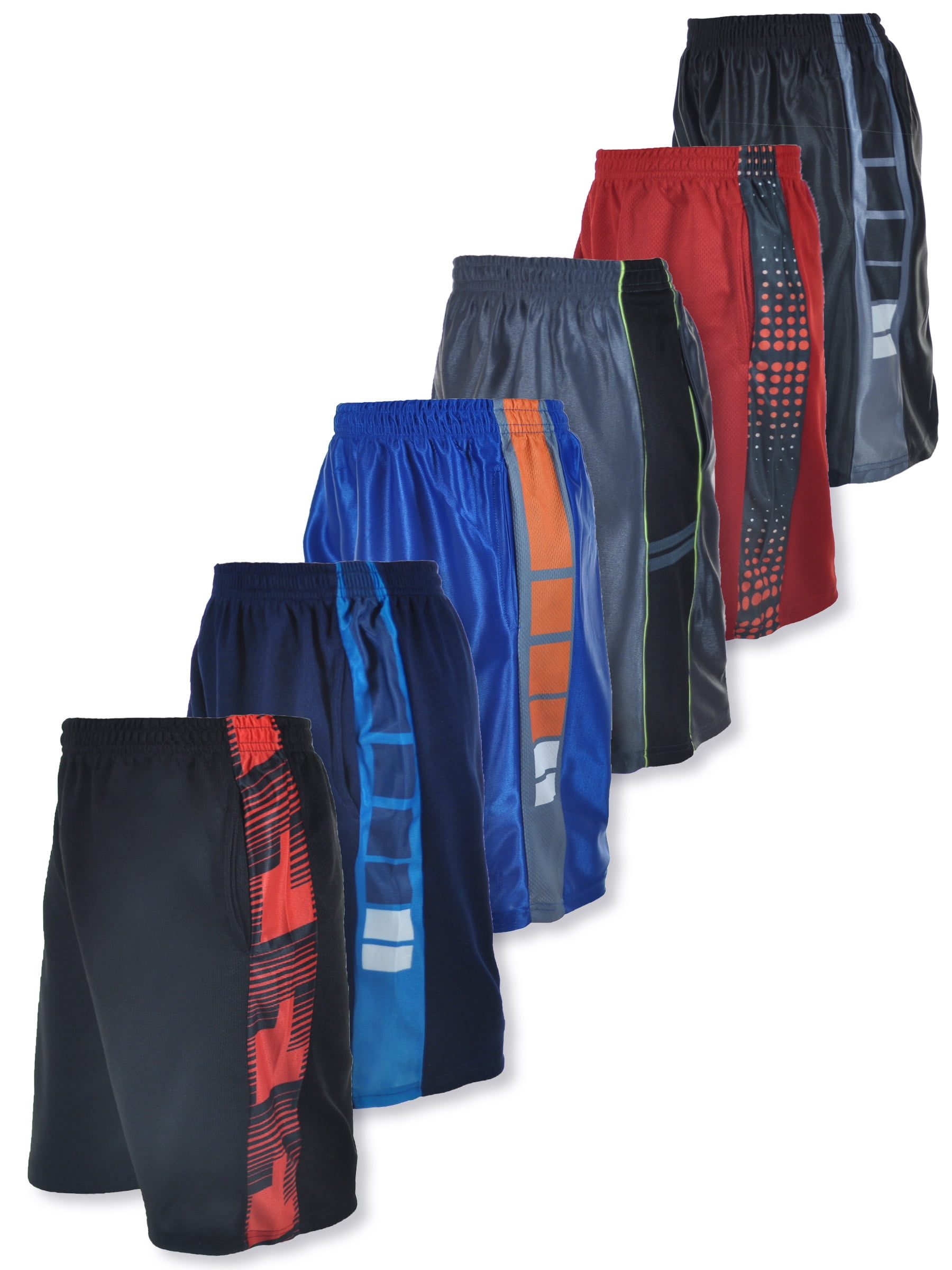 Cookie's Boys' 6-Pack Athletic Shorts With Pockets Color: red/multi Size: 14 - 16