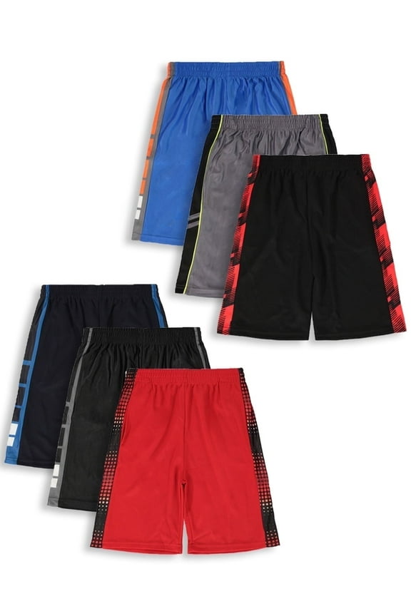 Cookie's Boys' 6-Pack Athletic Shorts With Pockets - red/multi, 5 - 6