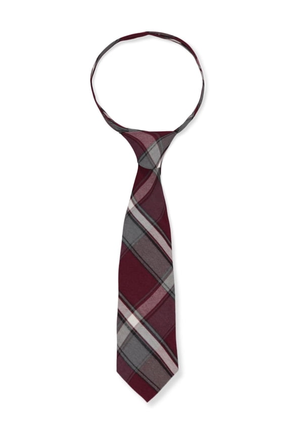 Cookie's Boys' Four-In-Hand Tie Color: burgundy/gray/white *plaid #91* Size: one size