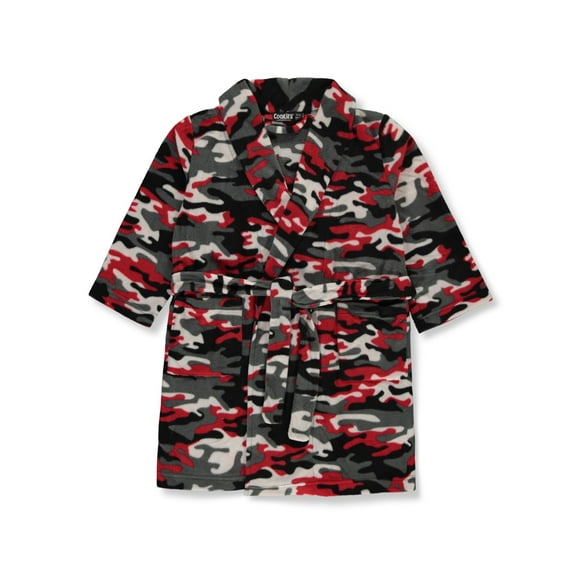 Cookie's Boys' Plaid Bathrobe Color: gray/red Size: 8 - 10