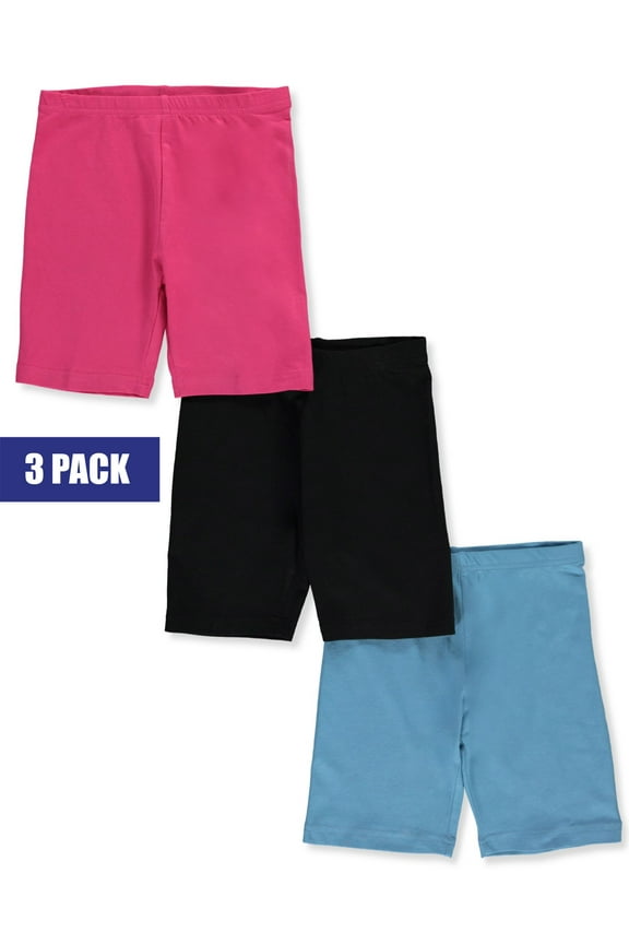 Cookie's Girls' 3-Pack Bike Shorts Color: black/light blue Size: 4
