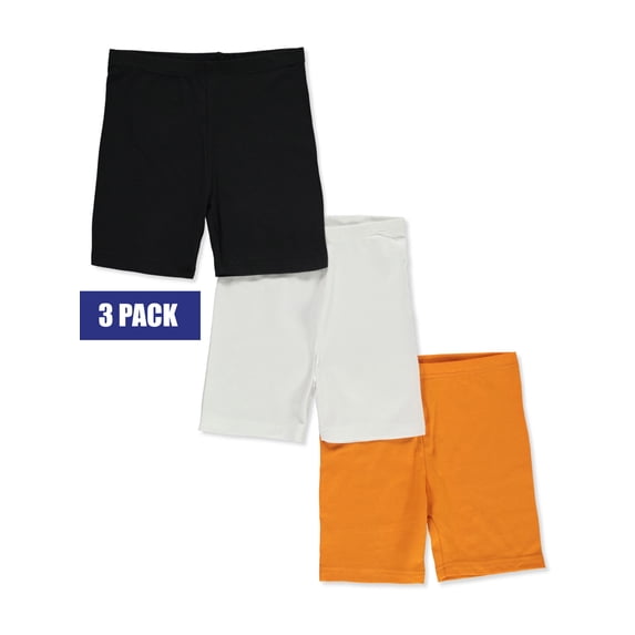 Cookie's Girls' Easy Care Bicycle Shorts, Black/Camel/White, 3 Pack (Sizes 10-12)