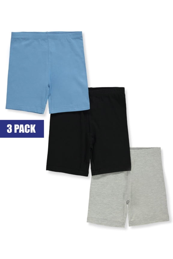 Cookie's Girls' 3-Pack Bike Shorts - black/gray/light blue, 12 months (Infant)