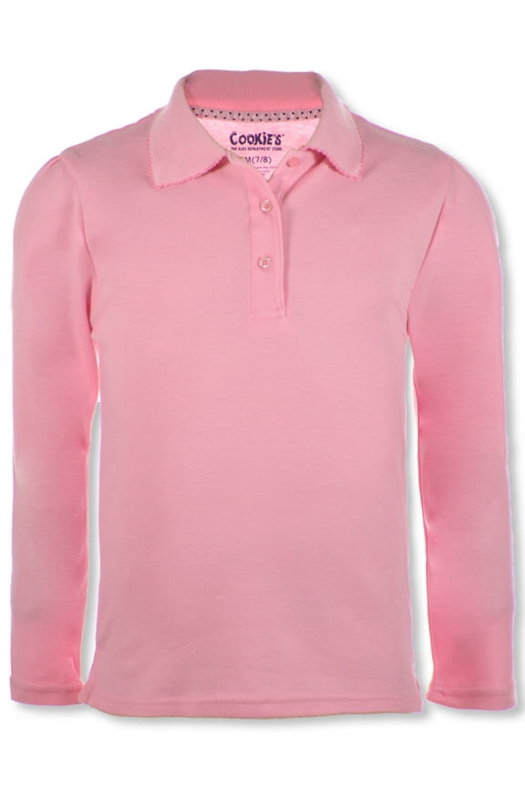 Cookie's Girls' L/S Picot Trim Polo Color: pink Size: 6 - 6x