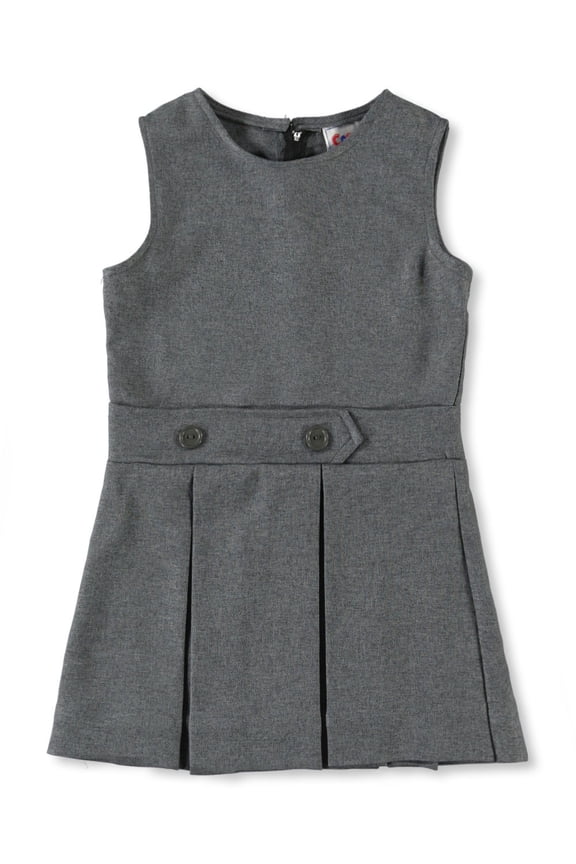 Cookie's Little Girls’ Bib Front Jumper with Kick Pleats (Sizes 2 - 6X) Color: gray Size: 6